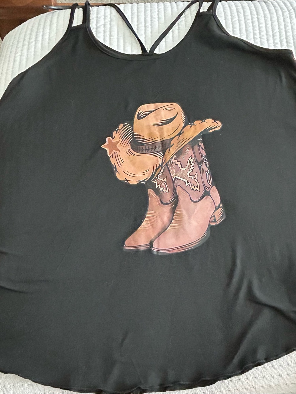 Black Tank with Cowboy Hat & Boots Graphic - Picture 8 of 12